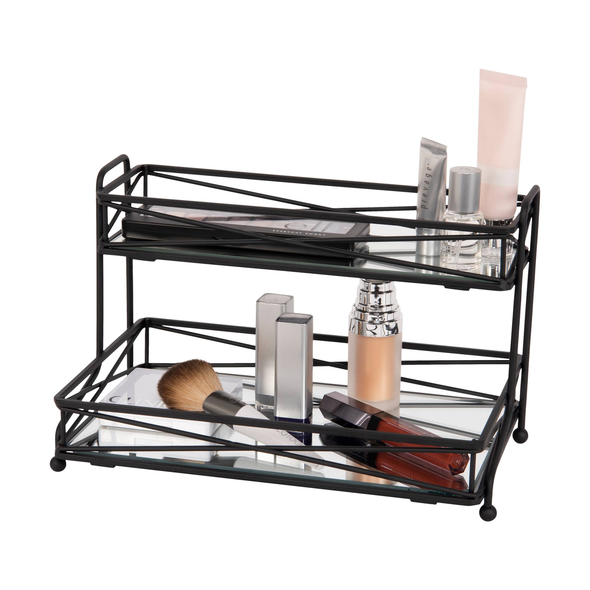 Home Details Matte Black 2-Tier Vanity Tower